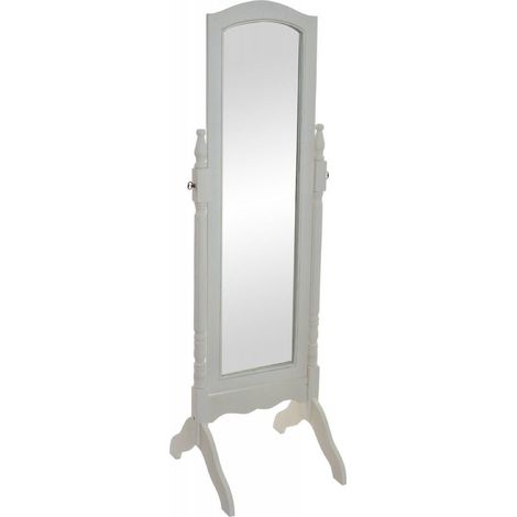 Miroir sur pied élégant blanc pour chambre chic - Blanc éclatant en bois naturel (1/4)