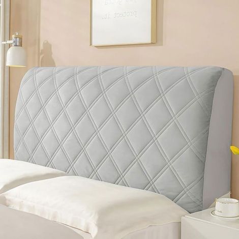 Housse Tete de Lit Universelle, Housse de Tête de Lit Extensible Doux, Housse de Protection Courte en Peluche Anti-Poussière Lavable, pour Décoration de Chambre,Gris,160cm