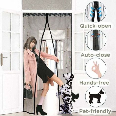Magnétique Moustiquaire Porte Fermeture Aimantée Rideau Anti Mouche Maille Avec Installation Complet Punaises Et Bande Adhésive Noir(85 X 210cm) (1/3)