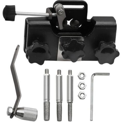 Affûteur de chaîne portable, affûteur de chaîne manuel, affûteur de chaîne haut de gamme Kit d'affûtage avec 3 têtes d'affûtage, noir (1/5)