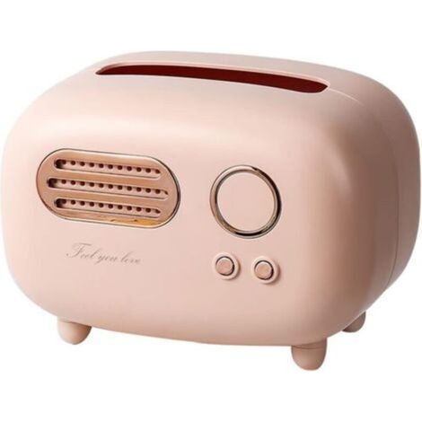 Pink tissue box, retro radio-shaped tissue box holder, tissue box cover, cloth napkin for closet and home table