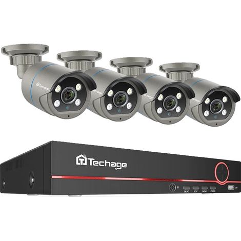 Sistema de vigilancia, 8 canales, compresión de vídeo H.265, NVR de 8 canales y 4 cámaras - b, disco duro integrado de 4 TB - a (1/2)