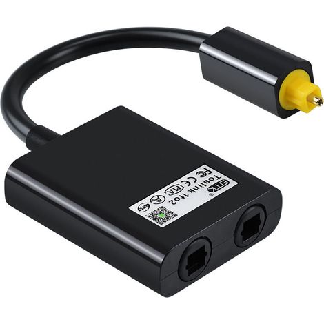 Adaptateur Audio 1 à 2 Répartiteur de Câble Optique Numérique Adaptateur Audio Fibre Optique Adaptateur Distributeur Fibre Optique, Noir (1/5)