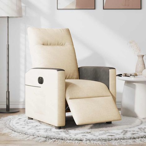Poltrona Elettrica Reclinabile Crema in Tessuto vidaXL (1/3)