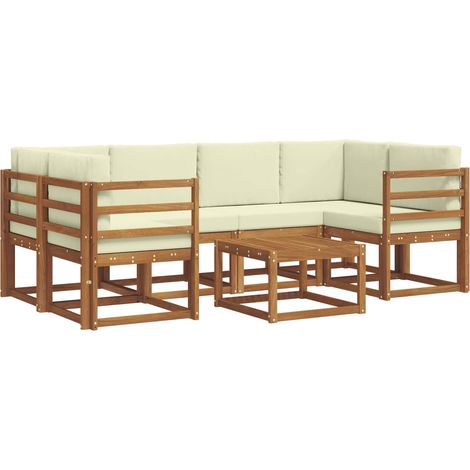 Conjunto de sofás de exterior 7 uds. Natural y Crema vidaXL (1/5)