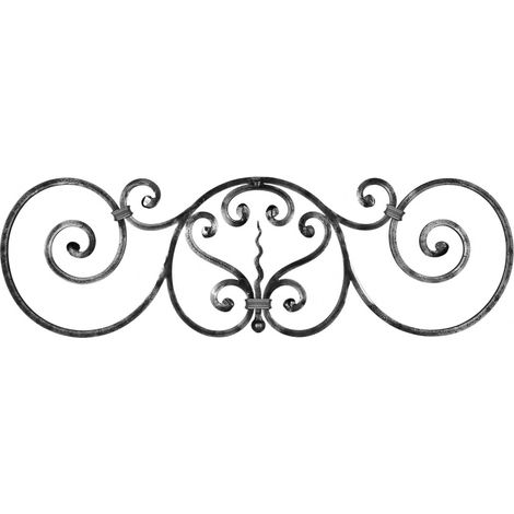 Panneau décoratif lisse, volutes à noyaux - H860mm L270mm Section en carré de 12x12mm - Fer forgé à souder - DECO FER FORGE