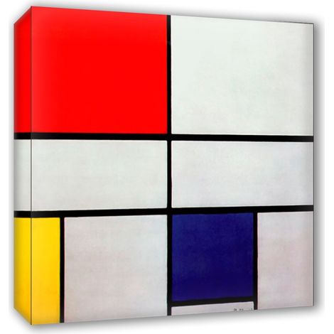 Lupia - Quadro su Tela il Meglio dell'Arte, 80x80 cm COMPOSITION WITH RED - MONDRIAN, Riproduzione d'Arte su Tela, Montato su Telaio in Legno 3 cm, Made in Italy (1/4)