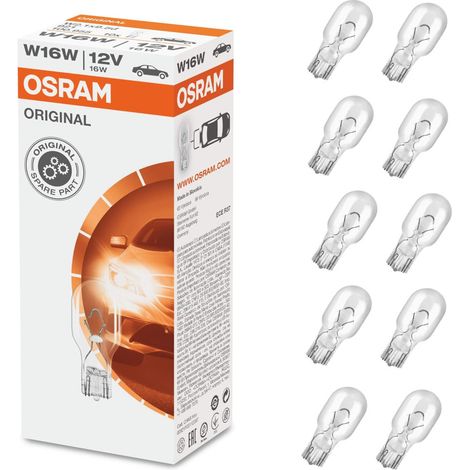 Osram – Coffret de 10 ampoules 12V W16W 16W W2.1x9.5d – Luminosité optimale – Performance fiable pour véhicules – Modèle Original 921 (1/4)