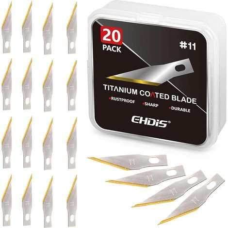 20 pcs Lame Scalpel de Rechange, Lames en Titane Robustes, Lame de Antirouille, pour Cutter de Précision, Scalpel Chirurgical, Scalpel Modelisme, 11 (1/5)