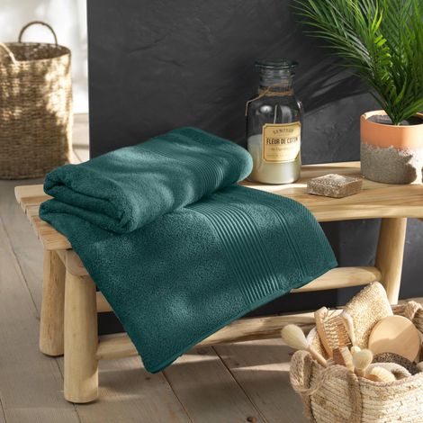 Drap de bain 90 x 150 cm – Coton éponge uni Tendresse Orage – 500 g/m²