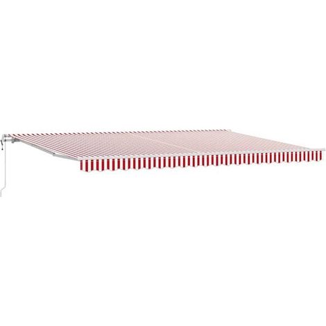 Store banne rétractable, rouge et blanc, 500 x 350 cm (1/2)