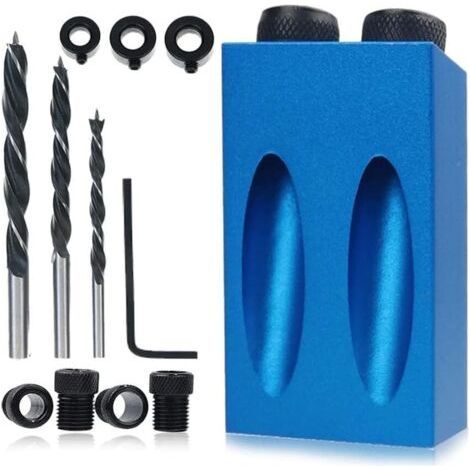 14 pièces 15° Kit de perçage de trous de poche. kit de perçage de trous de poche. guide de perçage oblique pour le travail du bois (1/5)