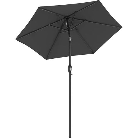 Ombrellone da giardino Ombrellone 2 m UPF 50+ palo di protezione e stecche in metallo base inclinabile non inclusa per giardino balcone terrazza piscina esterna spiaggia grigio 120001776