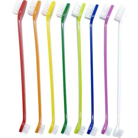 Kit de brosses à dents pour chiens (lot de 8) — Brosse d'hygiène bucco-dentaire à double tête pour un nettoyage facile des dents (1/5)
