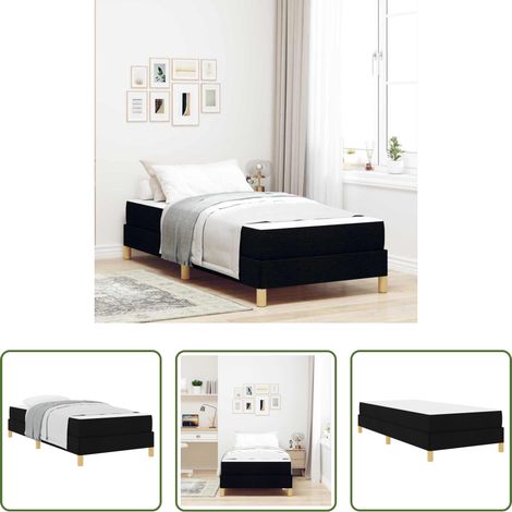 Matelas - Lit à ressorts avec matelas Noir 80 x 200 cm tissu (1/5)
