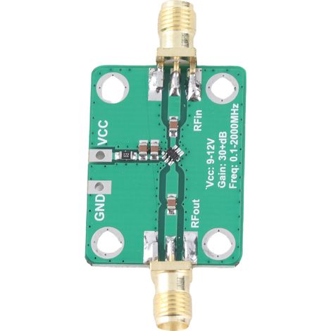 Module amplificateur RF large bande 0.1-2000MHz 32dB haut gain faible conso micro-ondes radio amateur 9-12V (1/5)
