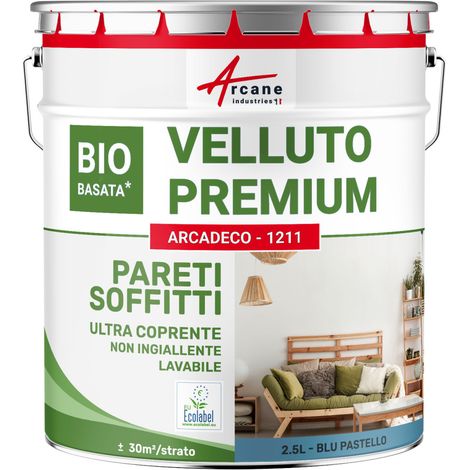 Pittura vellutata per pareti e soffitti: ARCADECO - 1211 - 2,5 L (+ o - 30m² per strato) Blu Pastello - RAL 5024 - ARCANE INDUSTRIES (1/5)