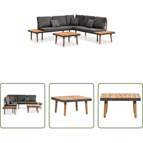 Holzsofa - 4-tlg. Garten-Lounge-Set mit Auflagen Massivholz Akazie (1/5)
