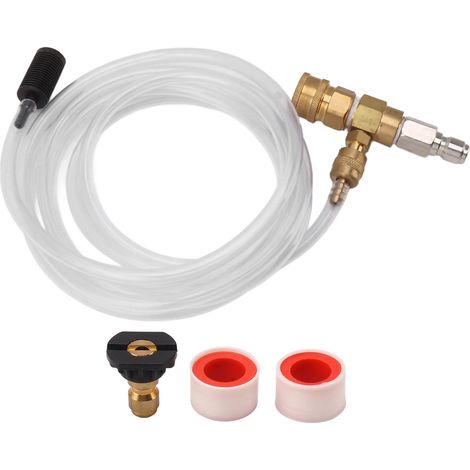 Kit d'injecteur de produits chimiques réglable pour nettoyeur haute pression, kit d'injecteur de produits chimiques, injecteur de savon avec tuyau de siphon, buse à savon, raccords 3/8 pouce (1/5)