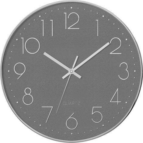 Pendule murale silencieuse contour Argent D 30 cm - Atmosphera (1/5)