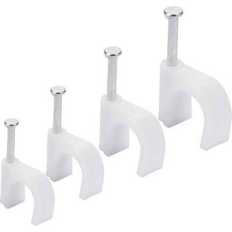 Cavalier Cable Electrique et Ethernet (Lot de 400) - 6 mm, 7 mm, 8 mm, 10 mm - Attache Cable Electrique avec Clous en Fer pour CAT5, CAT6, RG6, RG59, RJ45 & Câbles TV (1/5)