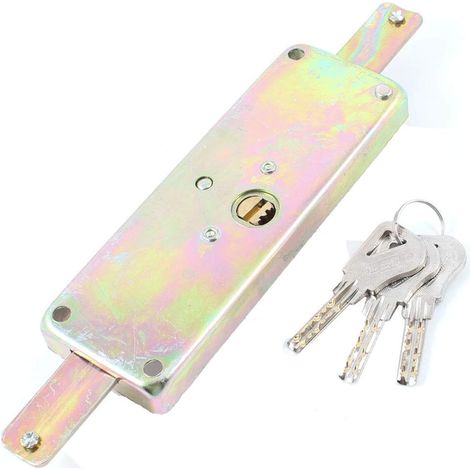 Serrure verrouillage pour porte roulante garage Vertikale Keilnut + 3 Silberfarbtonschlüssel