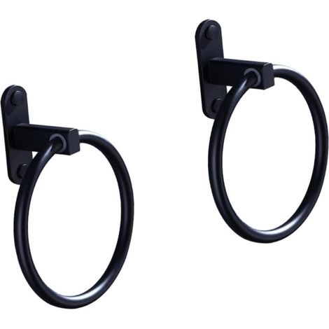de 2 porte serviettes ronds en aluminium noir sans per age (1/5)