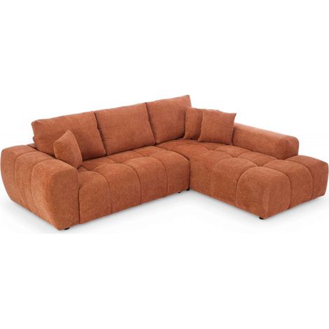 Canapé d'angle droit en tissu 3 places terracotta (1/5)
