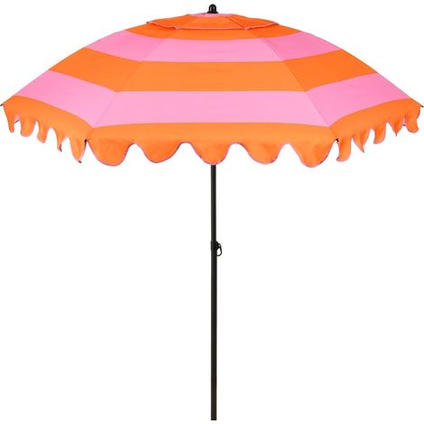 Parasol de Jardin et Plage Inclinable en Acier et Polyester Rayé Orange et Rose H238 x Ø197 cm - PANGIVO (1/5)