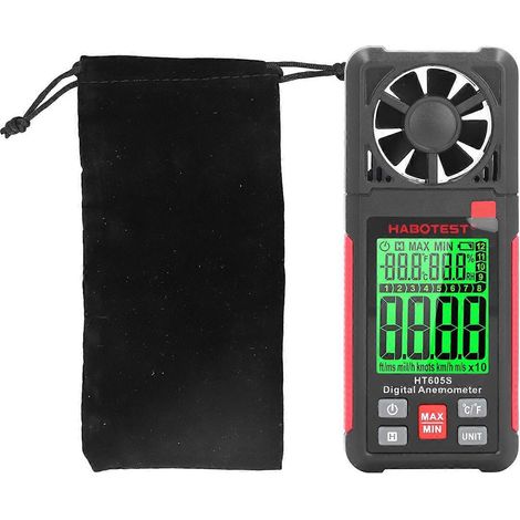 Digitales Anemometer mit hoher Genauigkeit, 2,26-Zoll-LCD-Bildschirm, thermisches Handluftstromgeschwindigkeitsmessgerät für