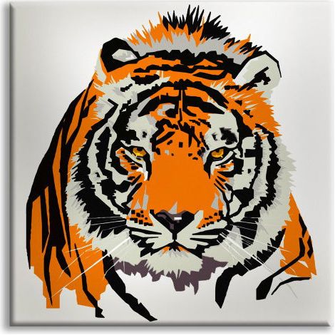 Tigre - Impression su tela Tableau Canvas sur châssis en bois - Dimension : 100x100 cm