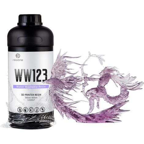 Resina per stampante 3D, lavabile con acqua, alta precisione, viola trasparente - 1000 g (1/2)