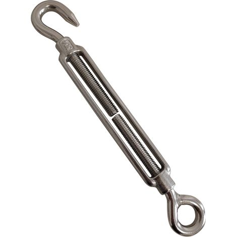 Lot de 3 tendeurs M8 en acier inoxydable - Format OC - Un œillet - Un crochet - Tendeur de corde - Réglage - Support robuste pour les fils de clôture (1/5)