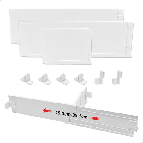 Drawer Divider, Adjustable Drawer Organizer, Extendable from 18 to 34.7 cm, Drawer Divider for Clothes Utensils, Drawer Storage for Kitchen, Bedroom, Office (1/5)