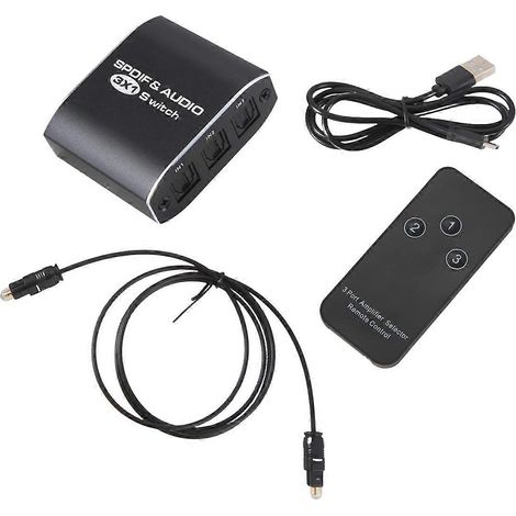 Commutateur optique SPDIF et audio FSU 3 entrées/1 sortie, répartiteur optique Toslink, adaptateur 3x1 (1/5)