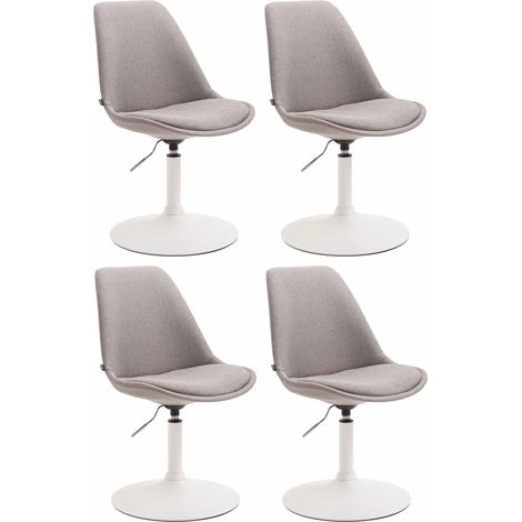 Conjunto de 4 sillas de comedor giratorias con altura regulable tapizado en tela gris y patas de trompeta de metal blanco 100008449 (1/4)