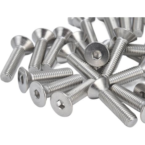 Lot de 30 vis à tête fraisée hexagonale M10x50 en inox A2, boulons à six pans creux de 10mm pour fixation industrielle (1/5)