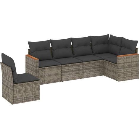 Maison Exclusive - 6-tlg. Garten-Sofagarnitur mit Kissen Grau Pol