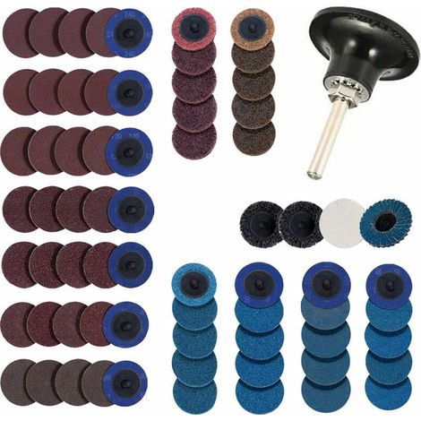 71 pices 2 pouces disques de ponage ensemble nettoyage conditionnement rouleau verrouillage disque rouille peinture enlvement avec 1/4 \'\'disque support pour meuleuse (1/5)