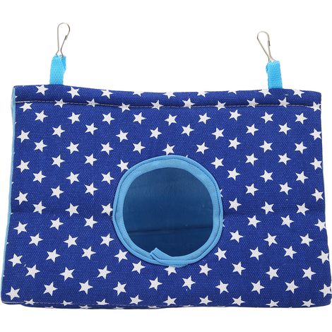 Tente suspendue pour oiseaux, lit triangulaire chaud et confortable pour perroquets, avec crochets pour perruches ondulées, perruches ondulées, taille S, bleu étoile (1/5)