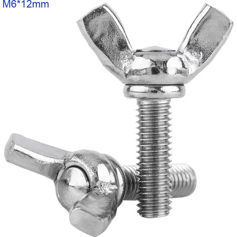 Vis à papillon M6x12 DIN316 inox 304 - Lot de 5 boulons tête papillon en acier inoxydable, fixation pratique pour assemblage, visserie résistante à la corrosion, dimensions précises M612 mm.