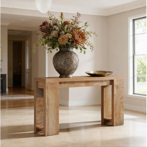 Console d'entrée 160 x 30 x 85 cm marron, style rustique, panneaux de particules E1 MEUBLIV (1/5)