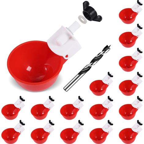 [Paquete de 16] Bebederos automáticos para pollos, vasos profesionales para pollitos con orificio de montaje de 3/8 de pulgada, doble anillo de goma, resistentes al agua.