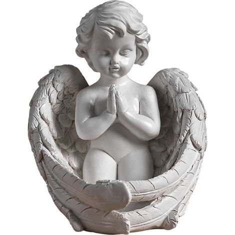 Lámpara de techo con forma de ángel blanco, fabricada en resina, de 14 x 15 x 16 cm, ideal para la decoración de interiores y para crear un ambiente romántico. (1/5)