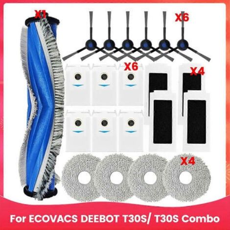 Kit de pièces de rechange pour aspirateur robot ECOVACS DEEBOT T30S/T30S Combo : brosse et filtre