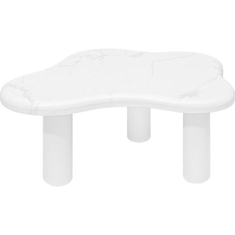 Table basse forme nuage aspect marbre, modèle moderne à contours arrondis, piètement stable en bois massif, plateau facile d’entretien, adaptée au salon et espace lounge (1/4)