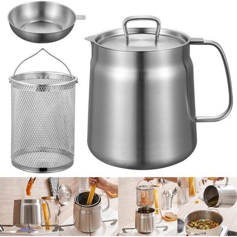Friteuse à filtre 1,5 litre avec panier en acier inoxydable argenté (1/5)