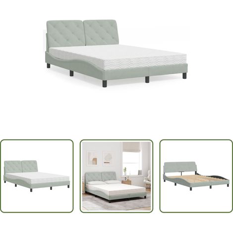 vidaXL Matratze mit Schaumstoff - Bett mit Matratze Hellgrau 140x190 cm Samt (1/5)