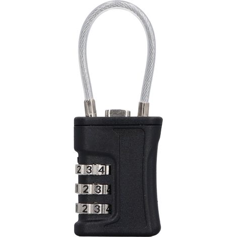 Ortviai Serrure TSA à Combinaison 3 Chiffres pour Valise, Casier ou Sac de Sport – Câble Flexible Noir, Réinitialisable