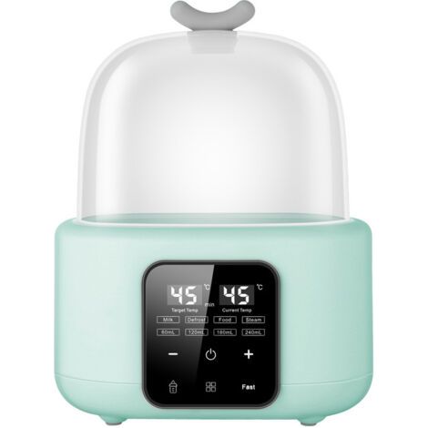 6 en 1 Chauffe Biberon, Stérilisateur Biberon, Chauffe-Biberons avec Brosse et Clip, Chauffe Biberon Multifonction, Réchauffeur Rapide pour Aliments pour Bébés et Dégivrage, Arrêt Automatique vert